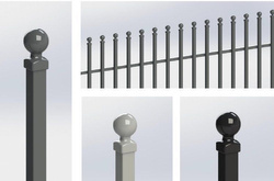 Daszek z kulka na profil 20x20 malowany w kolorze RAL9005 / RAL7037 / RAL7016 WZ1 / Sigern